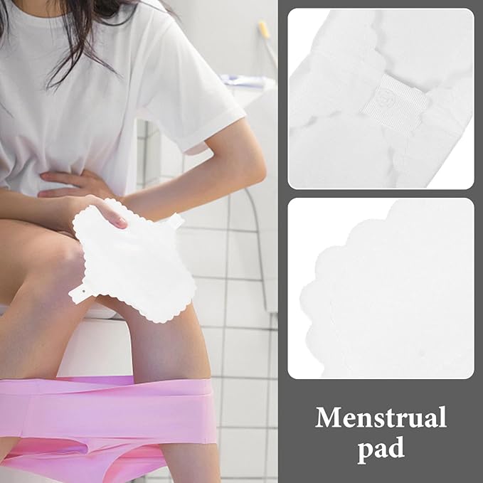 GLEAVI 10pcs Washable Menstrual Cloth Ultra Thin Sanitary Napkins Menstrual Panty Liners Reusable Menstrual Pads Fabric Tape Miss Waterproof Cotton Cloth Pregnant Woman White Cotton Pad