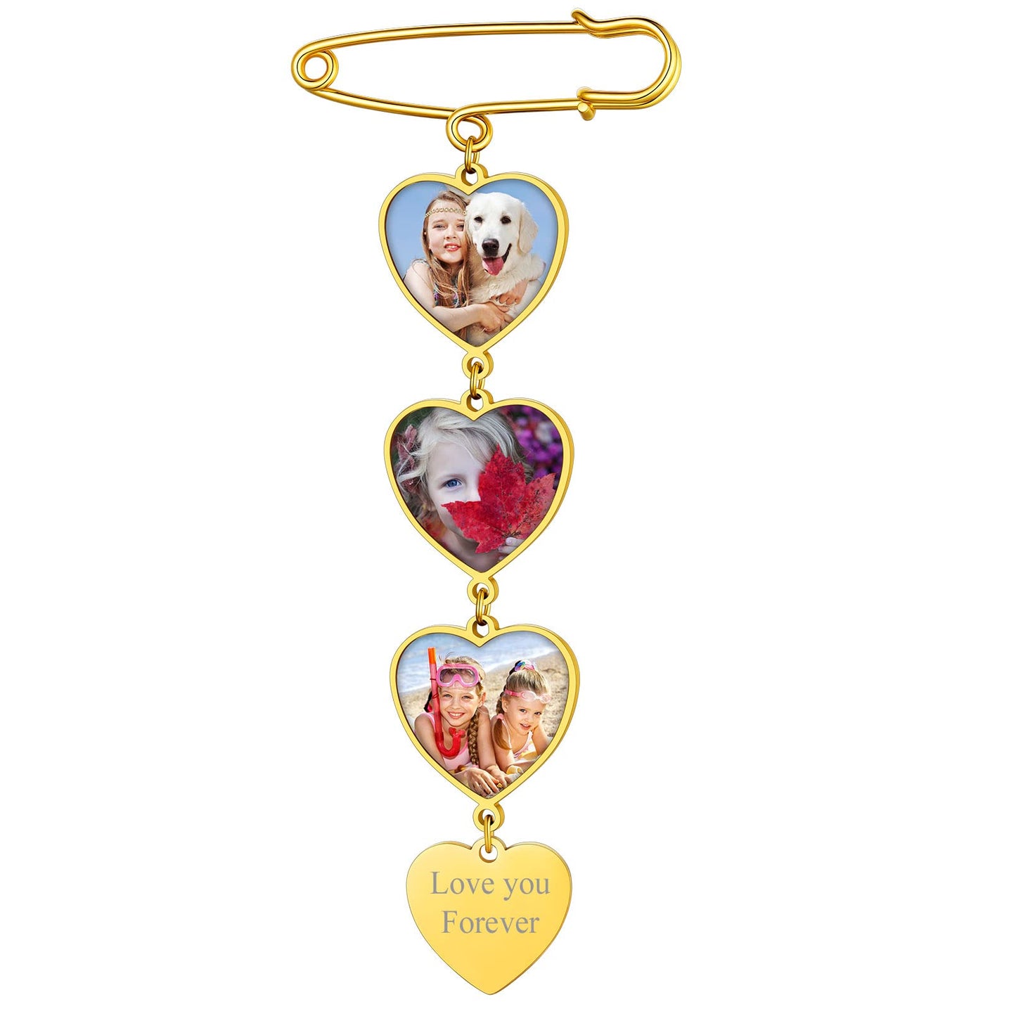 Custom4U Customizable Bouquet Charm with Pictures Custom Memorial Photo Boutonniere Picture Brooch Pin