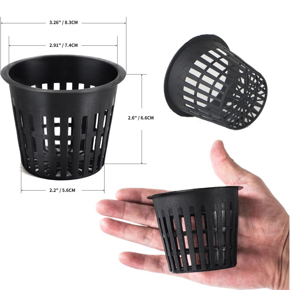 CHTASO 50 PCS 3 Inch Heavy Duty Net Pots,Hydroponic Cups,Garden Slotted Mesh Net Cups,Plant Nursery Net Pots for Hydroponics
