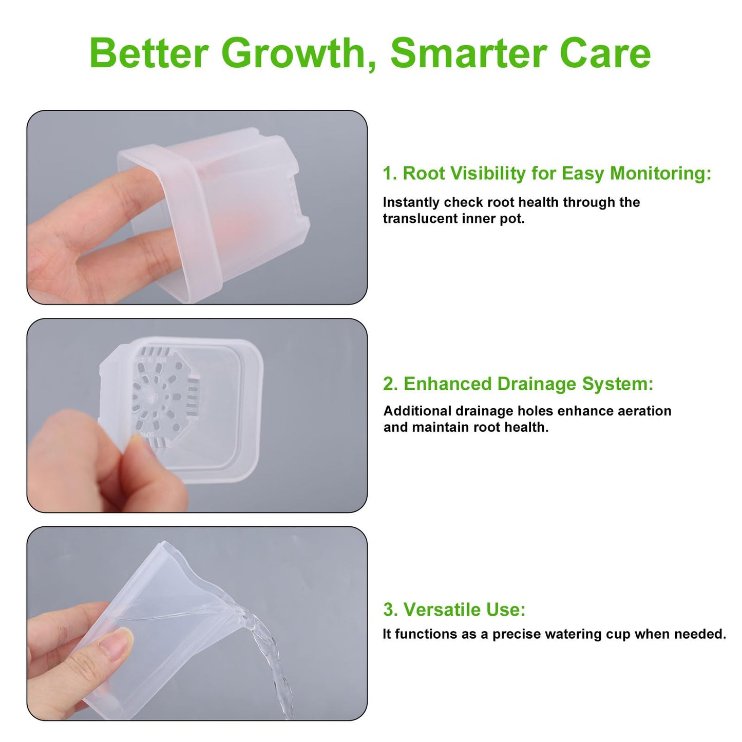 Goktvai 10pcs 2in/5cm Mini Self Watering Pots with Plant Labels and Wick, Clear Plastic Planters with Drainage Holes Water Level Indicator for Indoor Plants Alocasia Corm Propagation Sowing