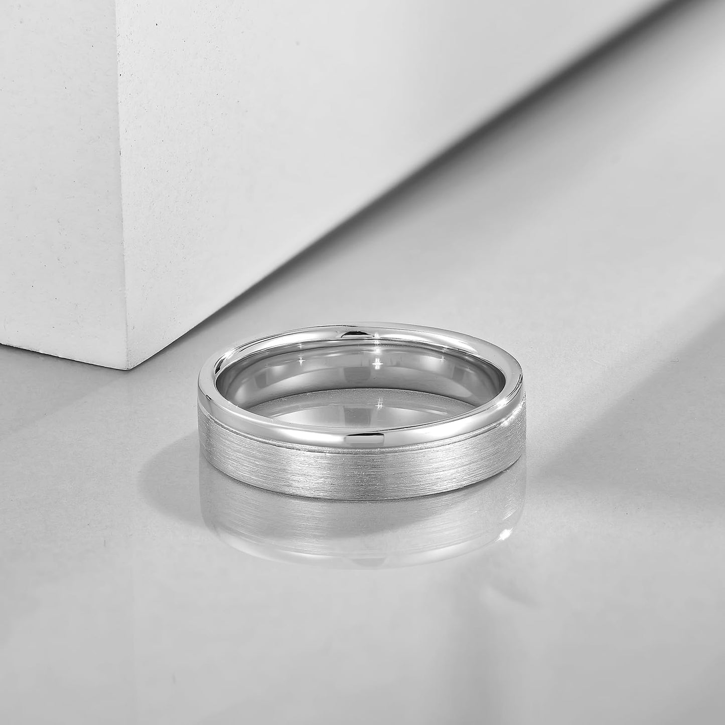 STARCHENIE Men's Wedding Band 925 Sterling Silver, 5MM, Brushed Matte Finish, Comfort Fit, Size 7