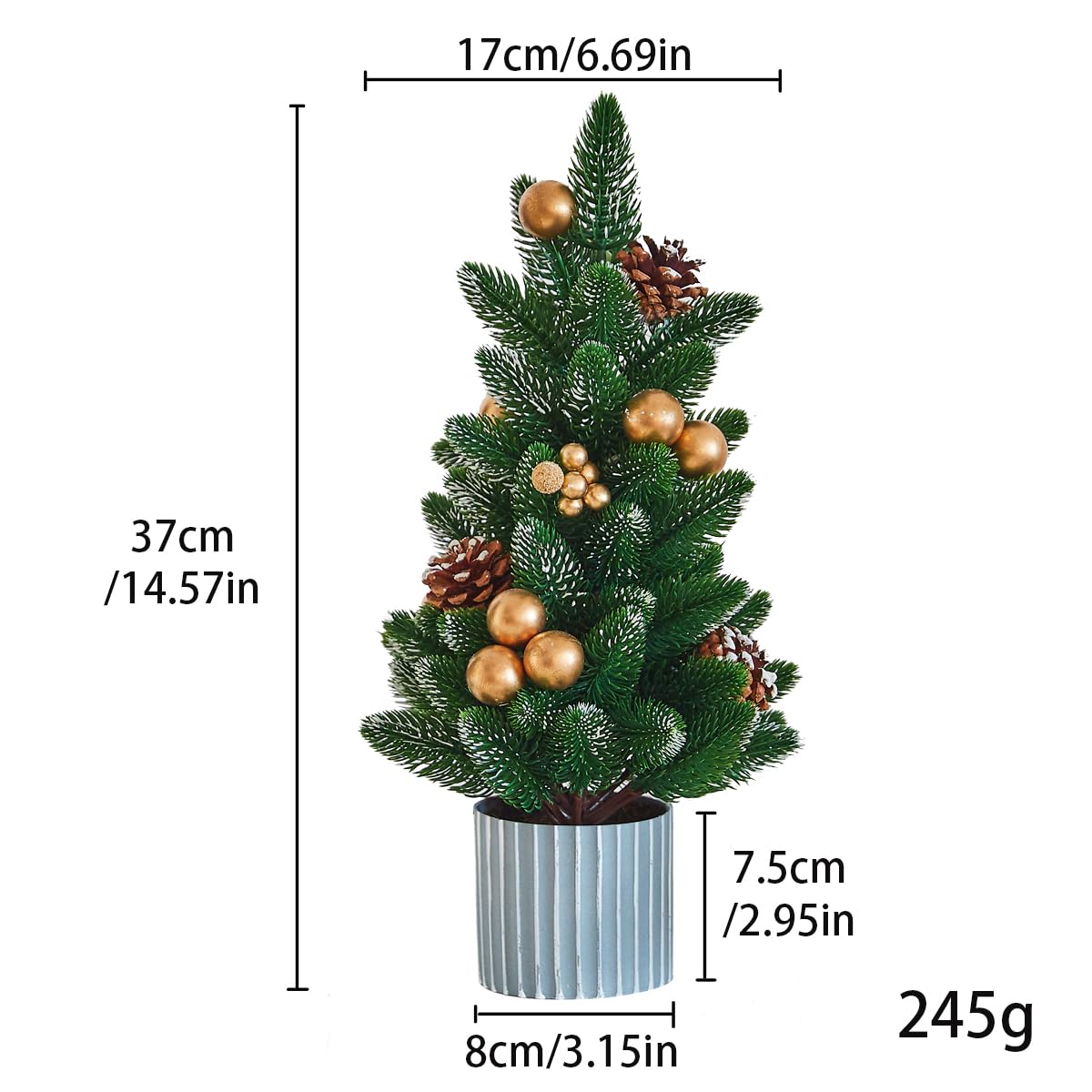 MYELLU Classic Small Christmas Tree Table Decor - Mini Tabletop Artificial Tree Indoor Christmas Holiday Centerpiece for Desktop Home Office Bedroom Decor Gift(Gold Pine)