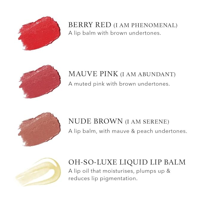RAS Luxury Oils, Liquid Tinted Lip Glow Oil, Hydrates & Combats Dryness, Soft Lip Balm - Set of 4