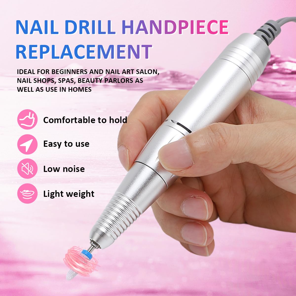 Nail Drill Handpiece Replacement,Nail Art Drill Handpiece Nail Drills Handle Machine Electric Acrylic Gel Nail Polishing Sanding Replacement Handle