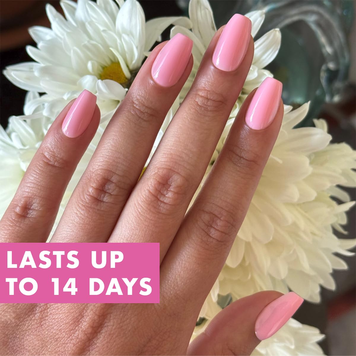 Olive & June Maximalist Instant Mani Press-On Nails (Glue) | 42 Fake Nails, 21 Sizes | Non-Toxic, Long-Lasting Big, Bold Gorgeous Realistic Look | Salon-Quality at Home | Medium, Coffin | Pink