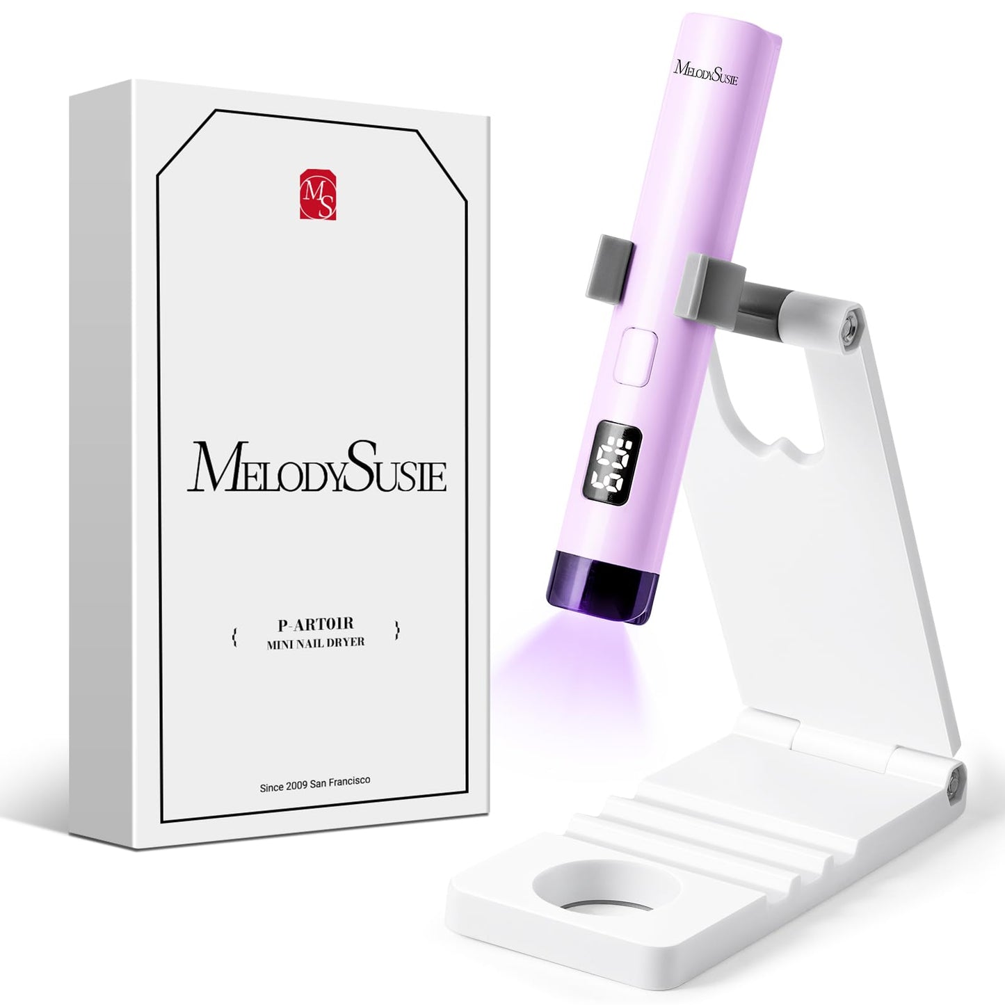 MelodySusie Handheld UV Light for Gel Nails with Stand with 3D Mixed Nail Charms and Gems