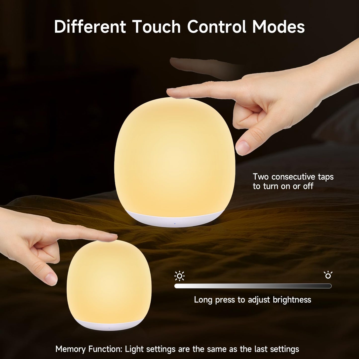 Tyute Baby Night Light, Nursery Night Lamp with 8 RGB Colors Changing, Soft BPA Free Silicone Touch Night Light for Kids Room Breastfeeding, 1h Timer, Rechargeable & Stepless Dimming
