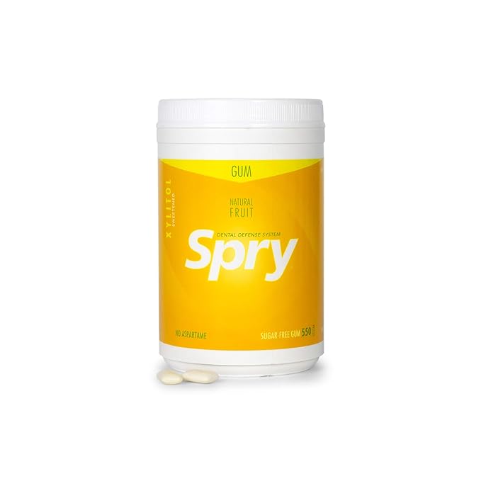 Spry Fresh Natural Xylitol Chewing Gum Dental Defense System - Aspartame-Free, Sugar-Free, Non-GMO, Gluten-Free (Fresh Fruit, 550 Count - Pack of 1)