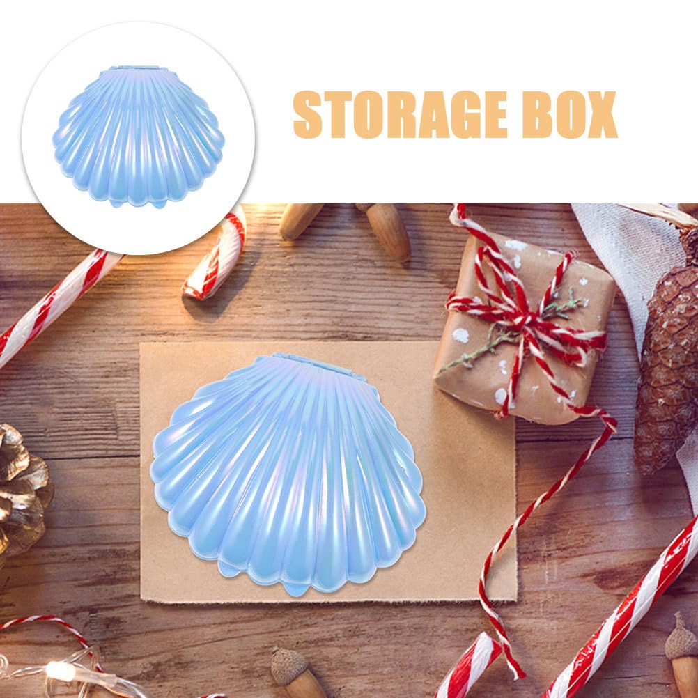VOSAREA Sea Shells Candy Boxes 30pcs Seashell Party Favor Containers Clam Treat Holders Plastic Chocolate Box for Wedding Birthday Shower Decorations Supplies Sky-blue