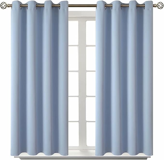 BGment Blackout Curtains for Living Room - Grommet Thermal Insulated Room Darkening Curtains for Bedroom, 2 Panels of 52 x 45 Inch, Spa Blue