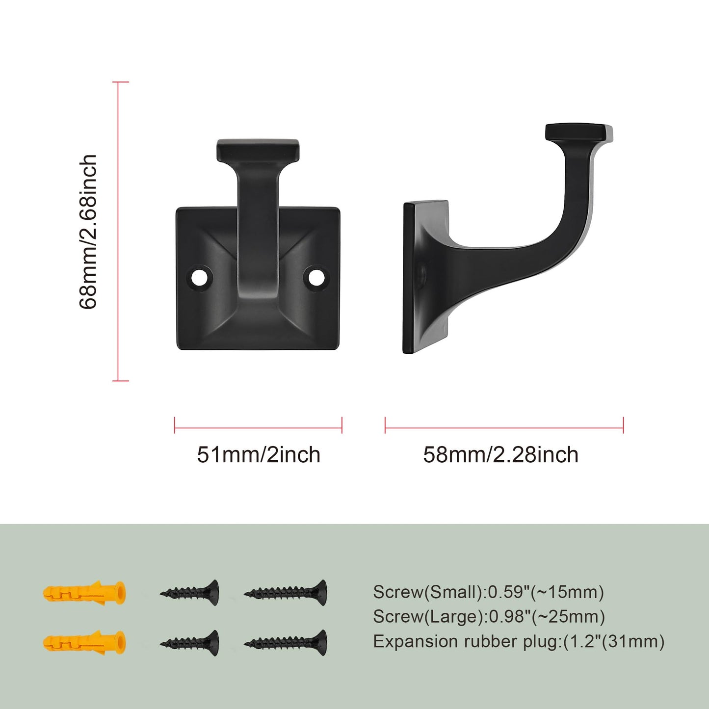 SAILING 3 Pack Coat Hooks - Matte Black Robe Hooks Decorative Wall Hooks for Bathroom Bedroom Kitchen Towel Robe Clothes Cabinet Closet Bathroom Hardware