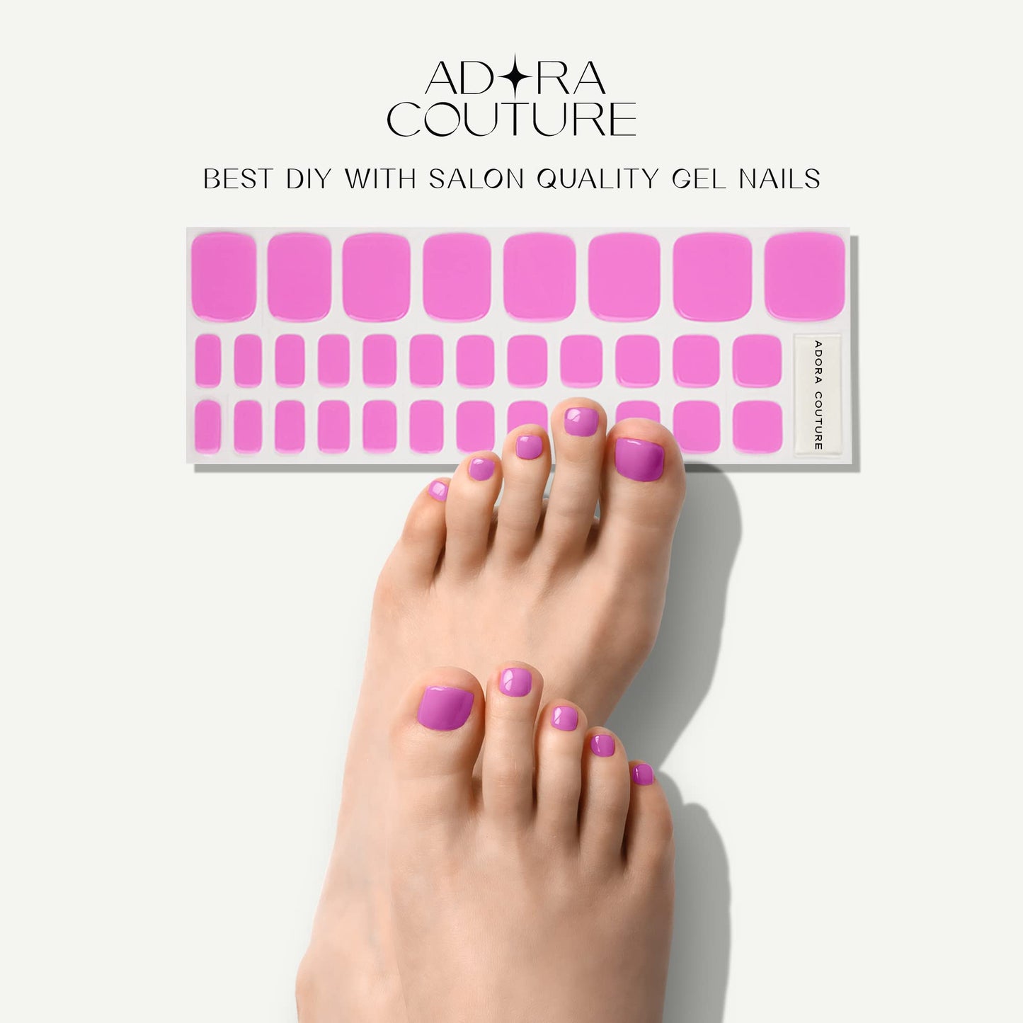 Semi Cured Gel Nail Strips – 32 Pcs Gel Pedicure Stickers - UV Nail Wraps for Toenails, Easy Application, Long Lasting, Salon Quality & UV Light Required - Dark Pink P