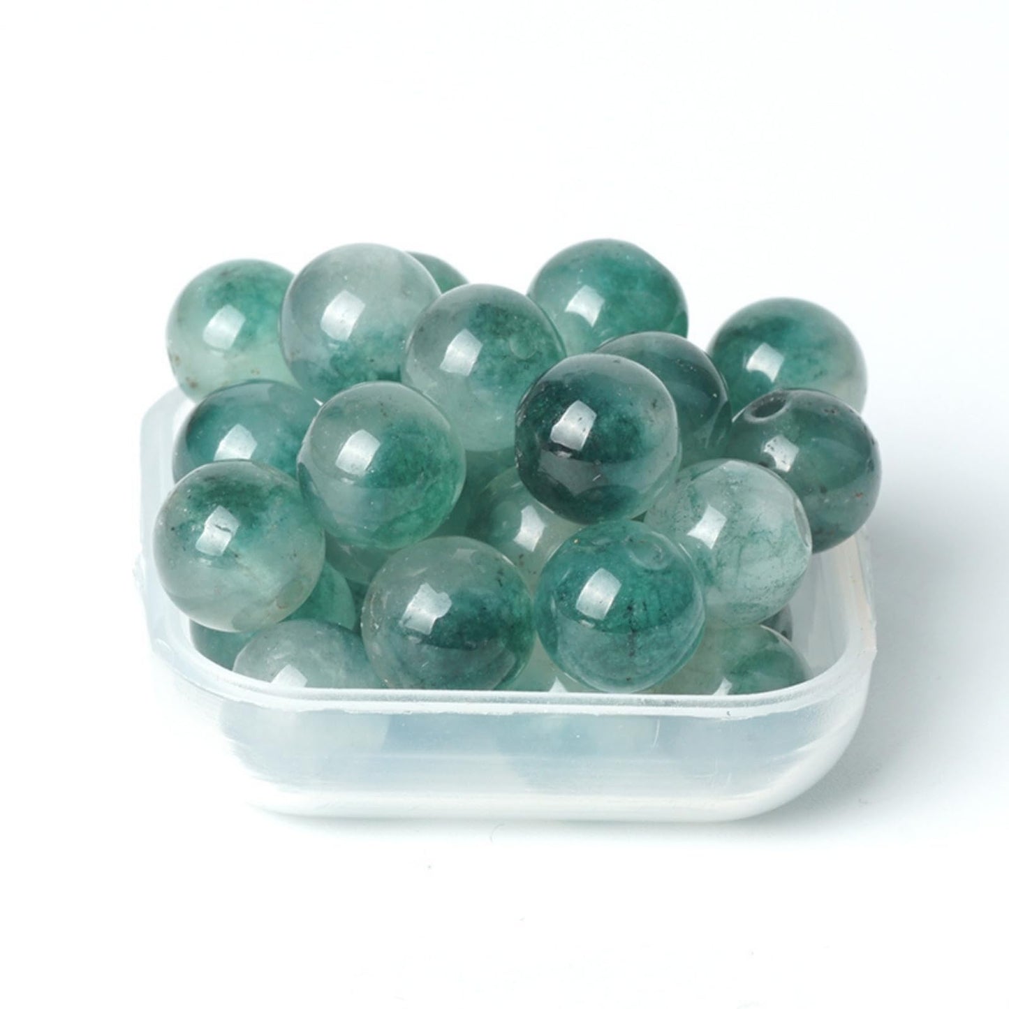 100Pcs Natural Stone 6mm Green Jasper Round Loose Gemstone Energy Healing Beads Hole Size 1mm DIY Smooth Beads for Bracelet Necklace Earrings Jewelry Making