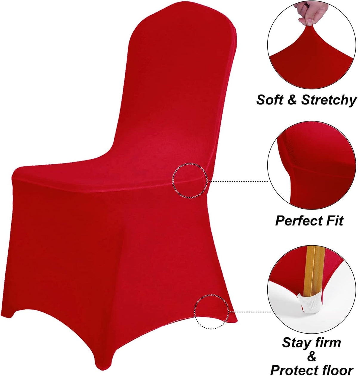 SUPERO Waterproof Spandex Chair Cover 25PCS, Stretch Dining Chair Covers, Polyester Outdoor Chair Covers, Protector Stretch Chair Cover for Party Universal, Banquet, Wedding Event, Hotel(Red)