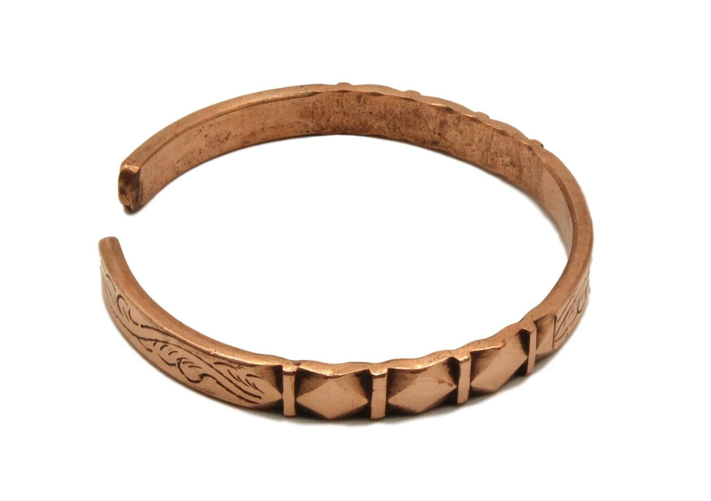 Healing Lama™ Hand Forged 100% Copper Bracelet. Unisex, Made with Solid and High Gauge Pure Copper (Carved)