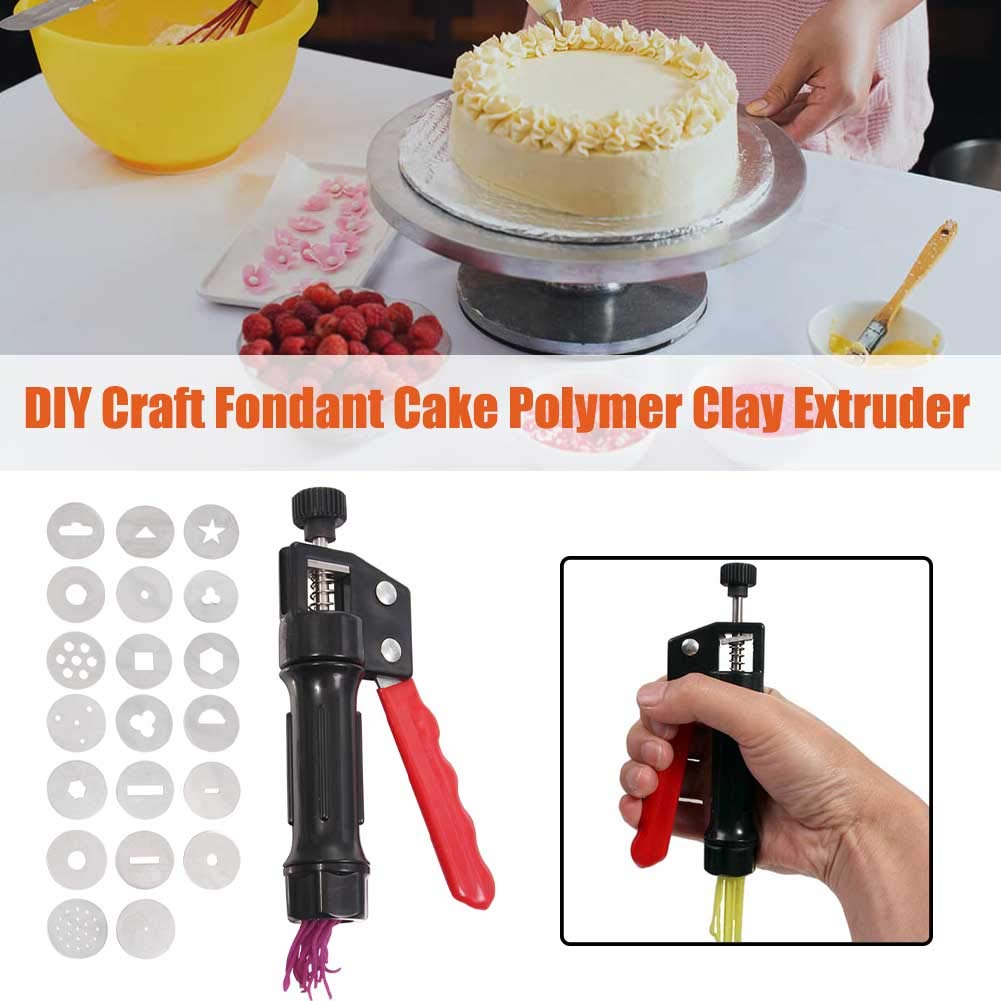 Saycker Clay Extruder Hand-held Soft Clay Mud Squeezer,Decorating Tool Portable DIY Craft Fondant Cake Polymer Clay Extruder Easy Clean(Size:22 x 2.3cm)
