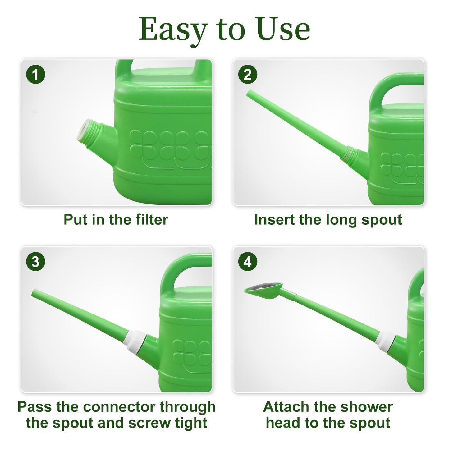 2 Gallon Watering Can for Outdoor Plants, Modern Watering Cans for House Plant Garden Flower, Plastic Watering Cans with Removable Nozzle and Long Spout