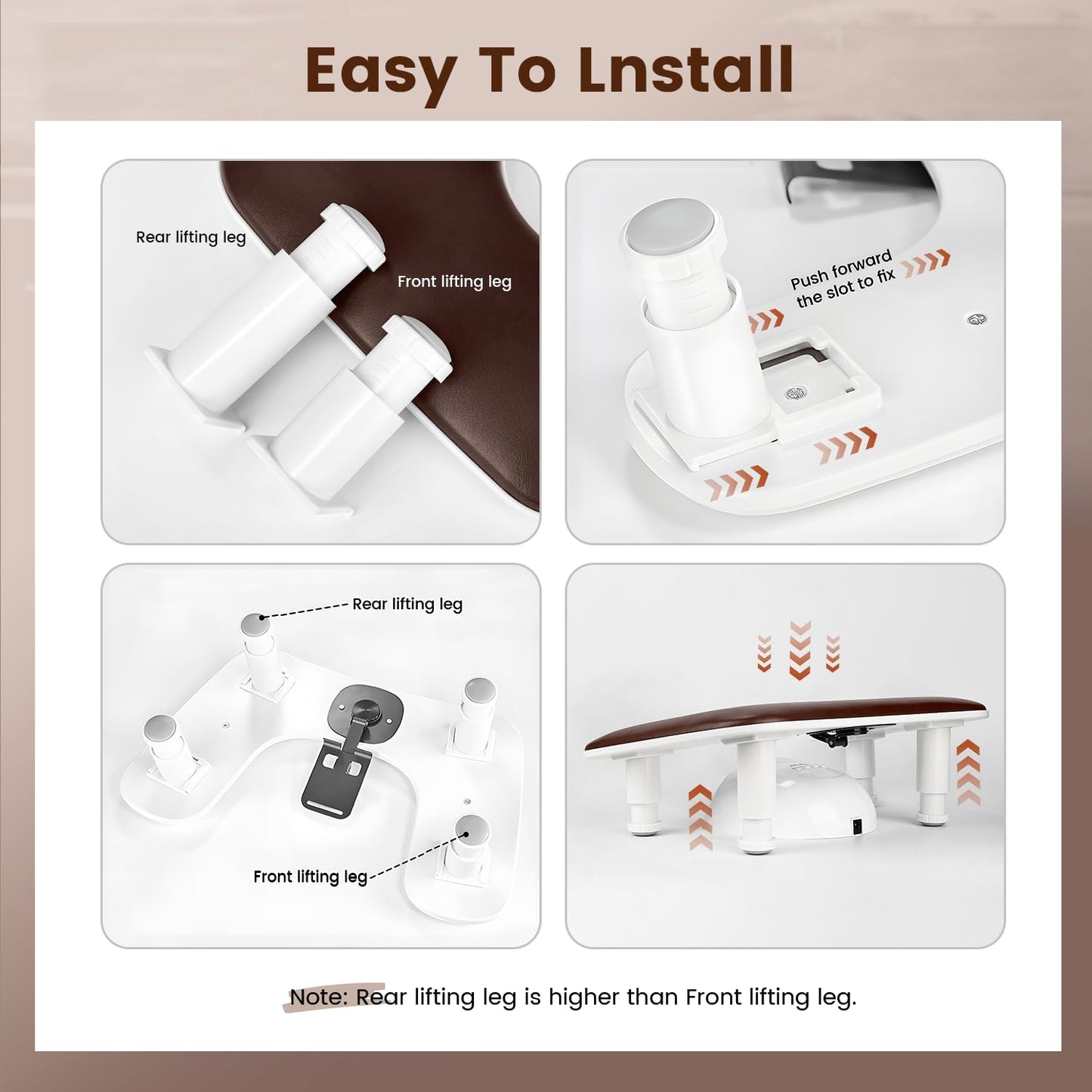 JODSONE U-Shaped Brown Arm Rest for Nails Tech with Rotating 360°Built-In Phone Holder and Adjustable Nail Arm Rest Detachable Manicure Hand Rest for Salon Design