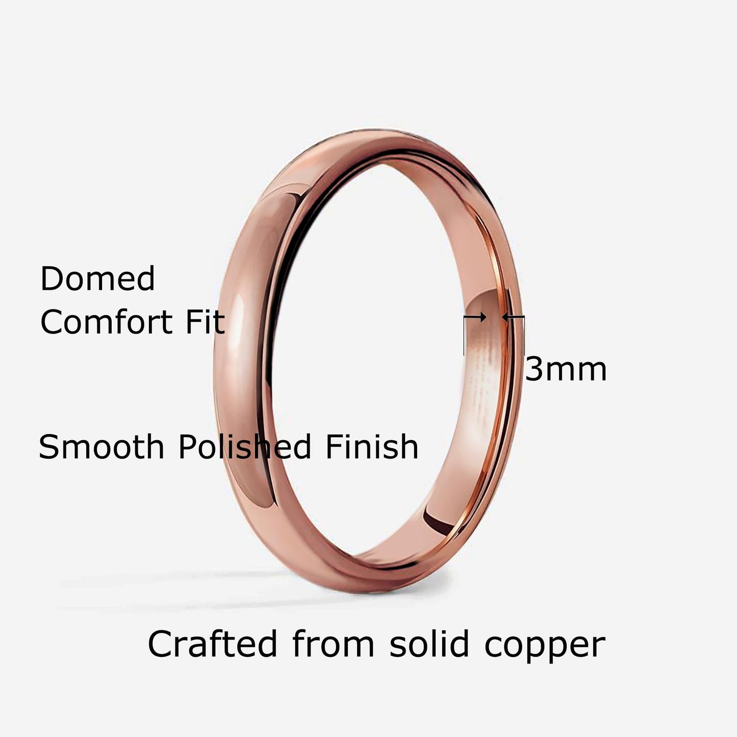 IVY & BAUBLE Pure Uncoated Solid Copper Ring for Men & Women — Lab-Tested, Raw Authentic Copper Band, Wellness Jewelry, Crafted in USA, 3mm, Size 4