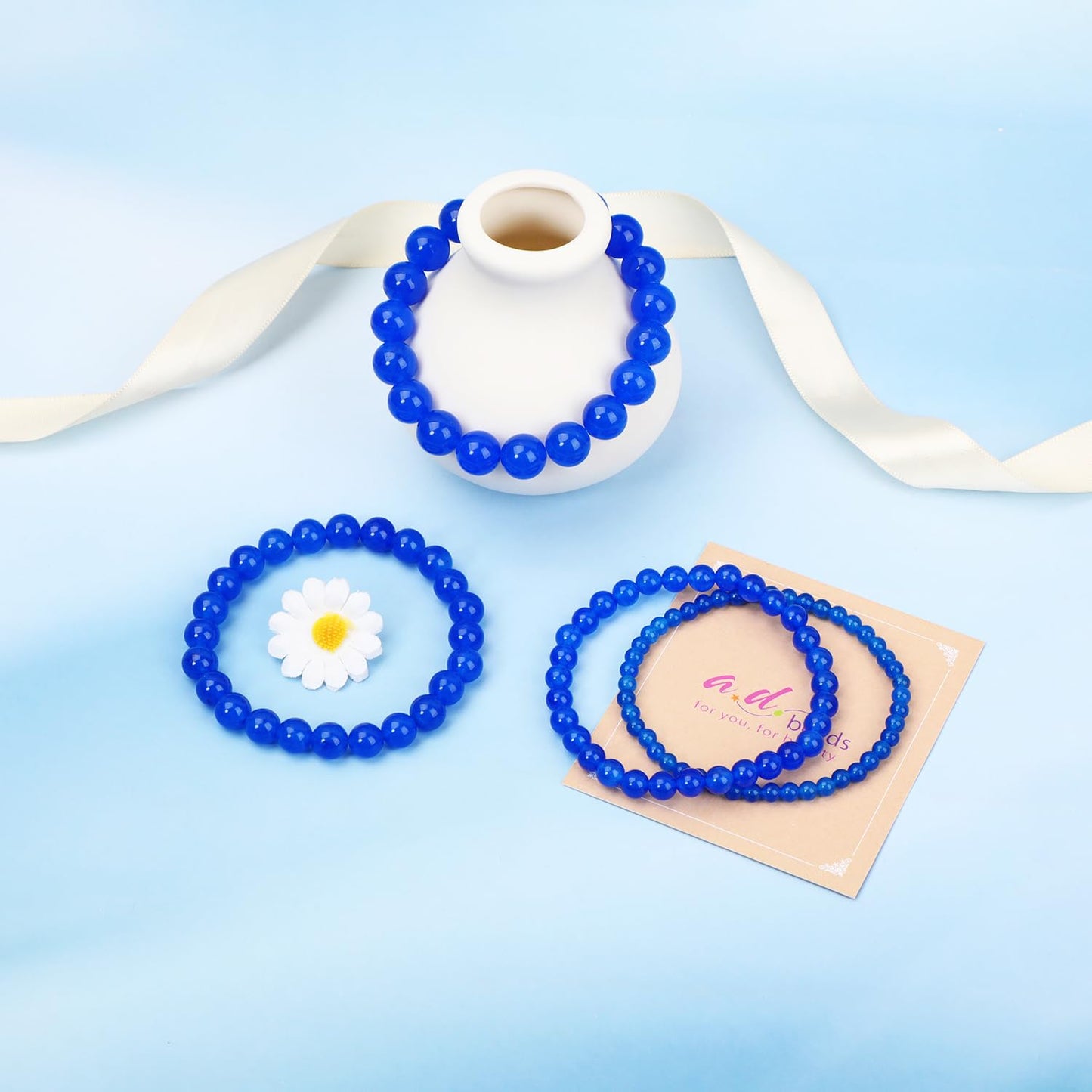 AD Beads Handmade Gemstone Stretch Elastic Bracelet Crystal Healing Reiki Nature's Beauty and Spiritual Essence Unisex (10mm, Blue Lapis Jade (Profession Success))