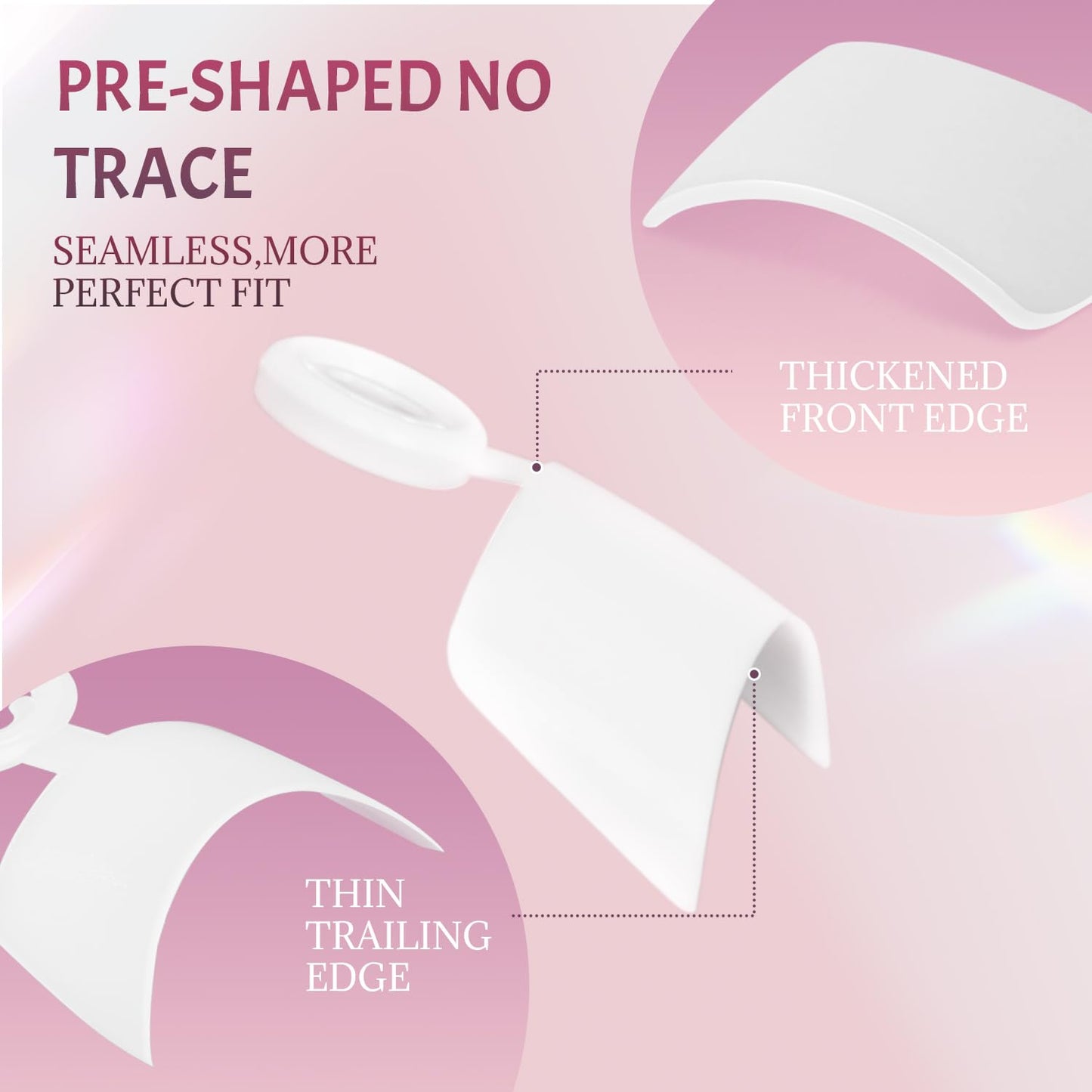Ranrose 600PCS Short French Style False Nails Half Cover Nails Tips,White Short Acrylic Extension Finger Nail 12 Sizes with Box