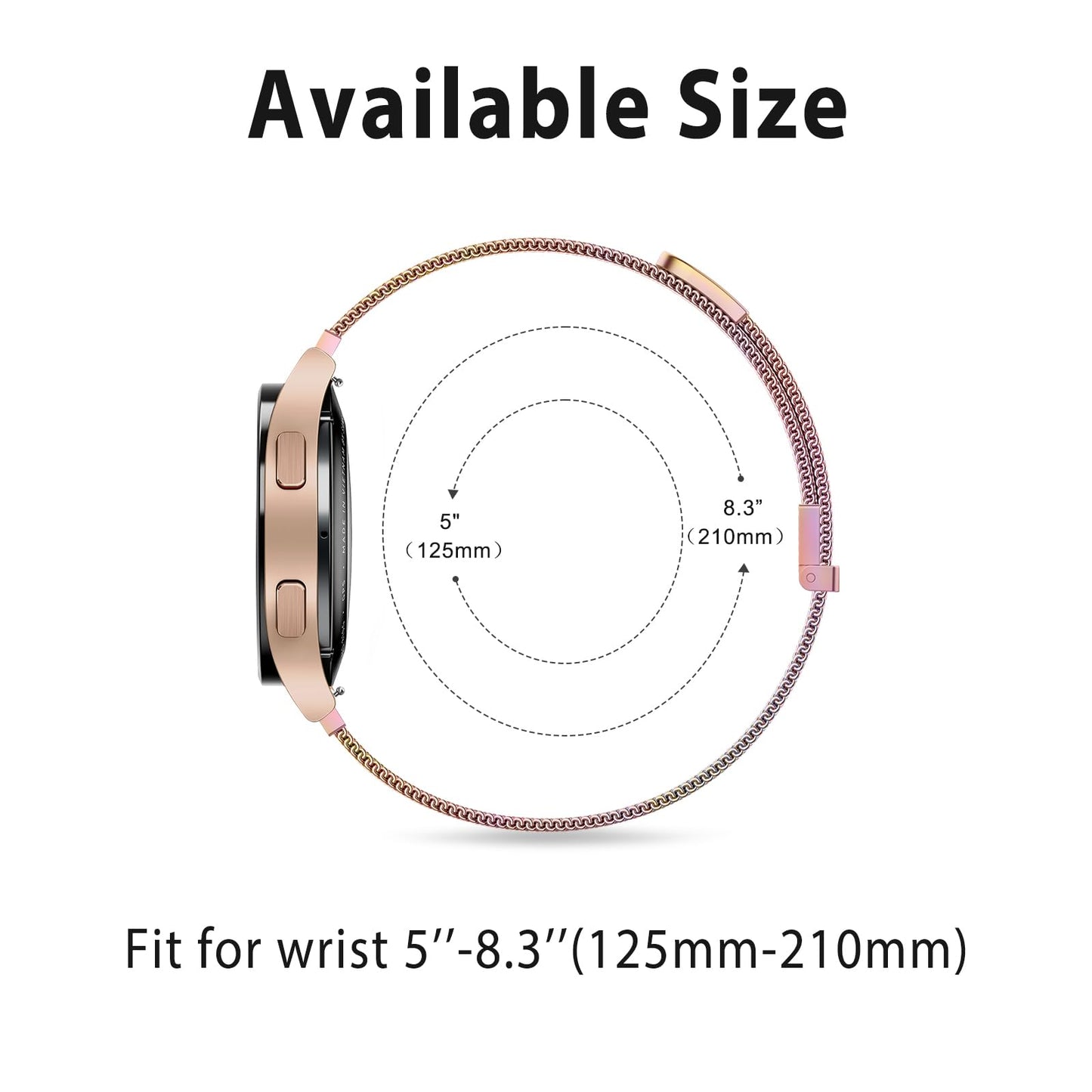 Vanjua 22mm Watch Band for Women Men, 22mm Quick Release Stainless Steel Metal Mesh Loop Adjustable Magnetic Replacement Wristbands Straps Bands