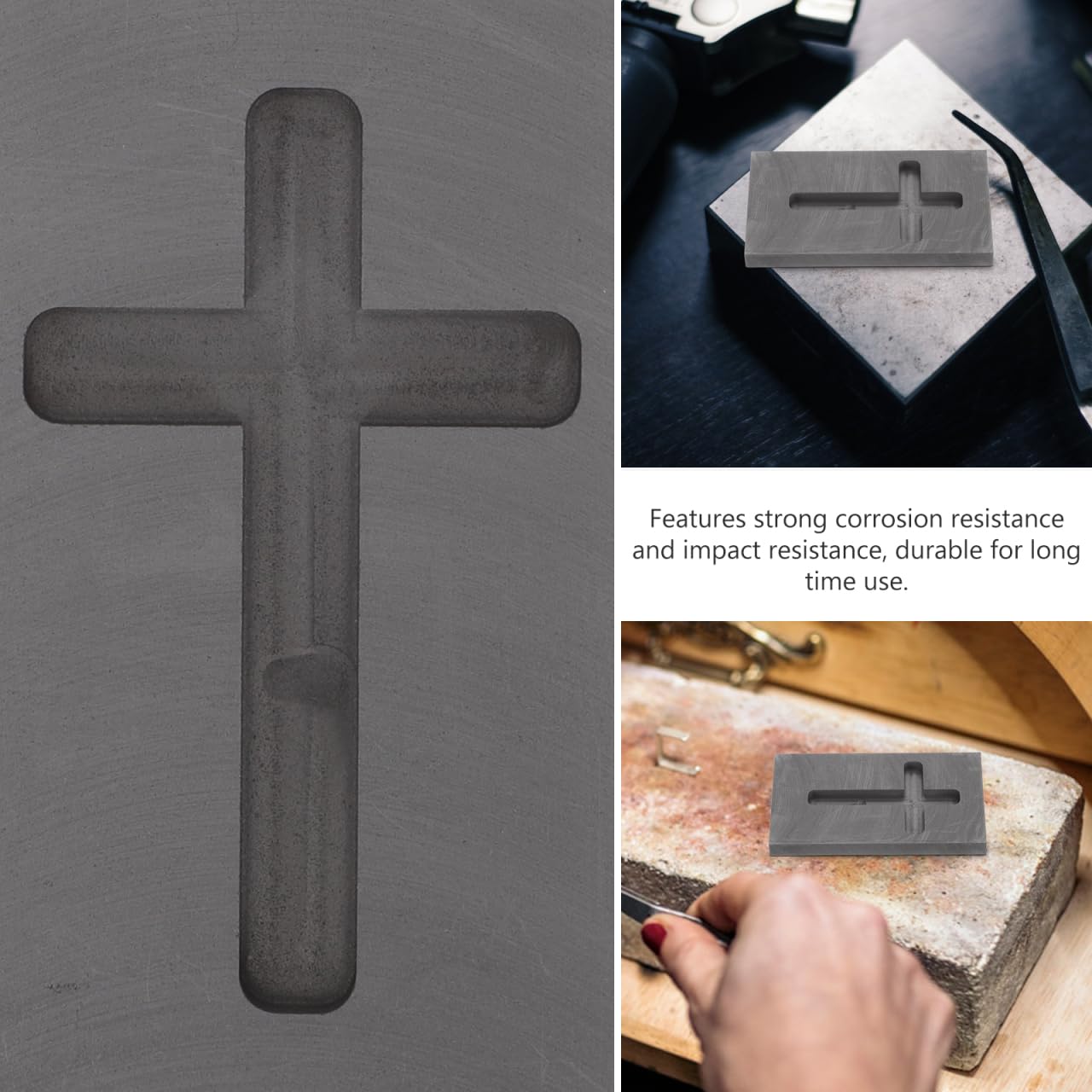 4pcs Gold Silver Graphite Ingot Mold Cross Shape Jewelry Melting Tool for Casting High Thermal Stability Conductivity for Melting Alloys