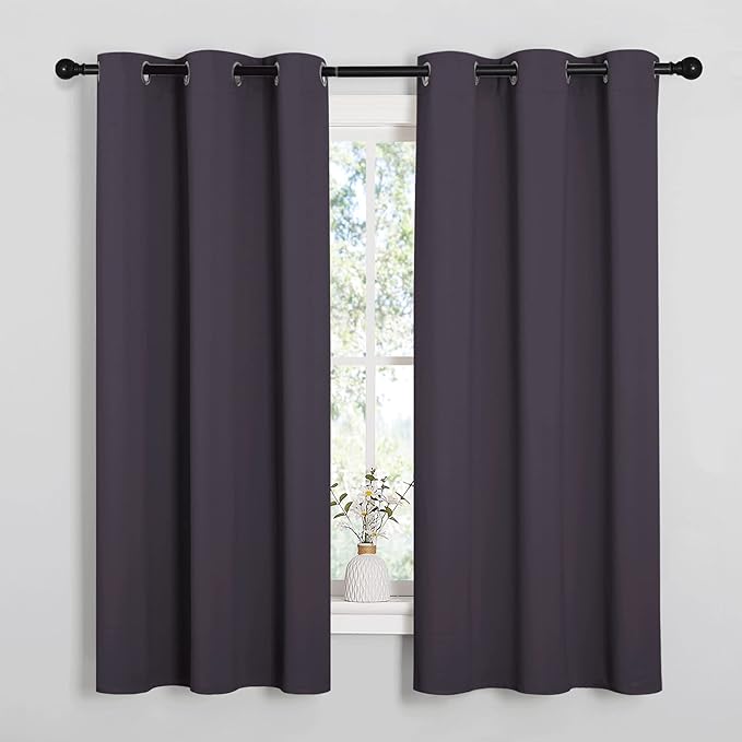 NICETOWN Greyish Purple Blackout Curtains 68 inches Length for Laundry Room, 2 Panels, 42" Wide, Thermal Insulated Decoration Drapes for Office Window