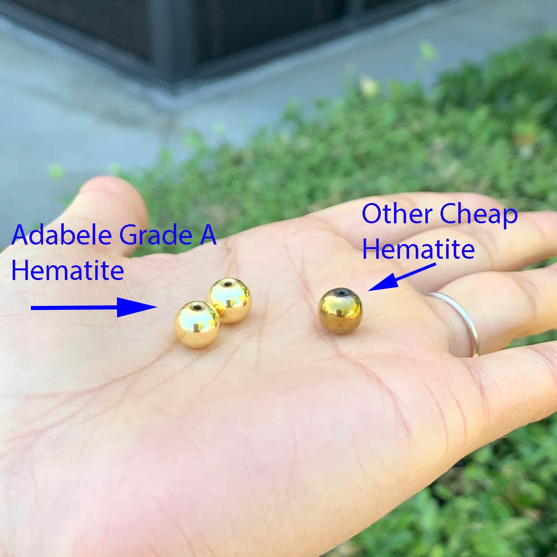 40pcs Adabele Grade A Natural Hematite Gold Plated Healing Gemstone 10mm Round Loose Beads Gem Stone Spacer for DIY Craft Jewelry Making GFC-C10