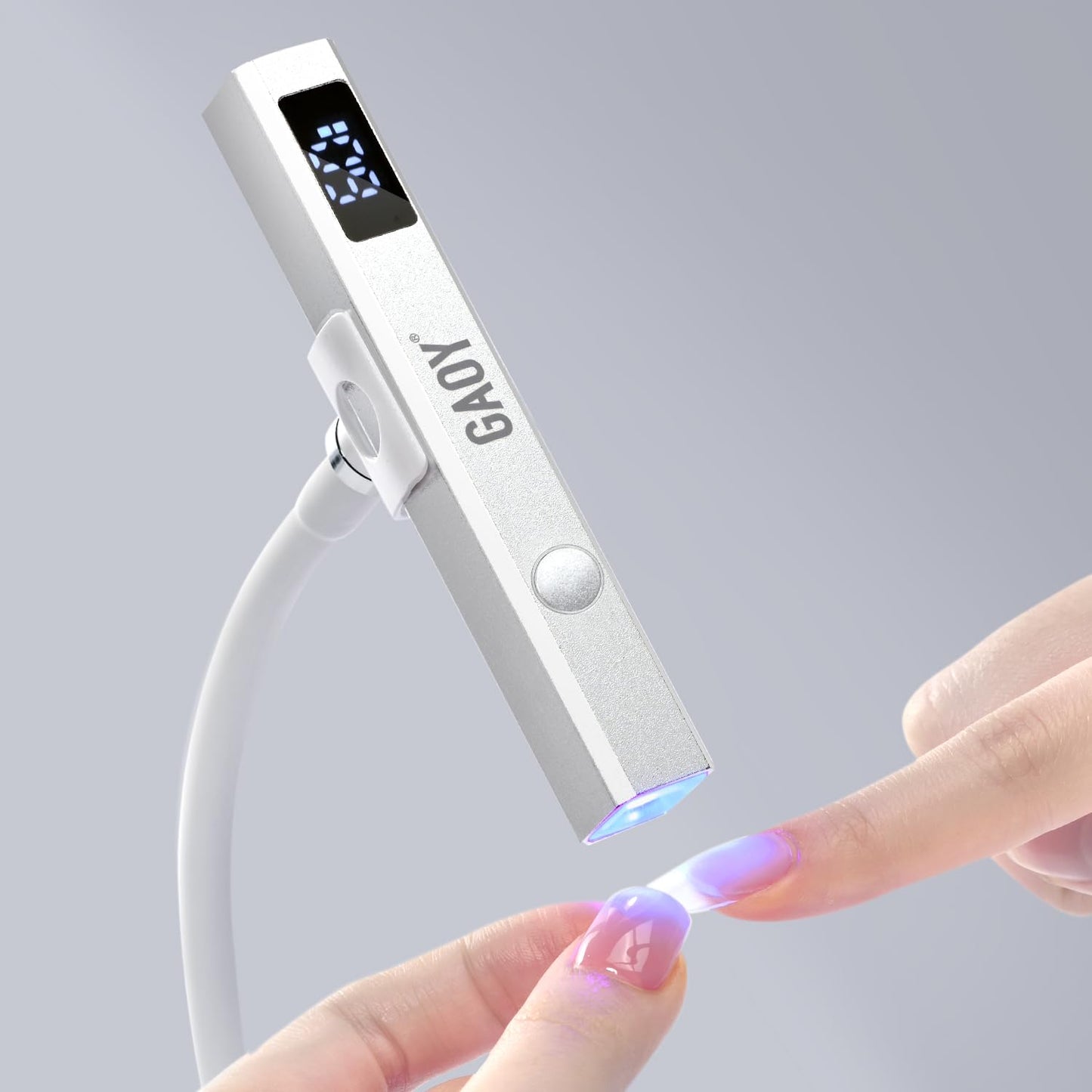 GAOY Cordless UV Light with Stand, Handheld Nail Lamp, Portable LED Nail Lingt, Cordless Rechargeable, Fast Curing, Matte Black