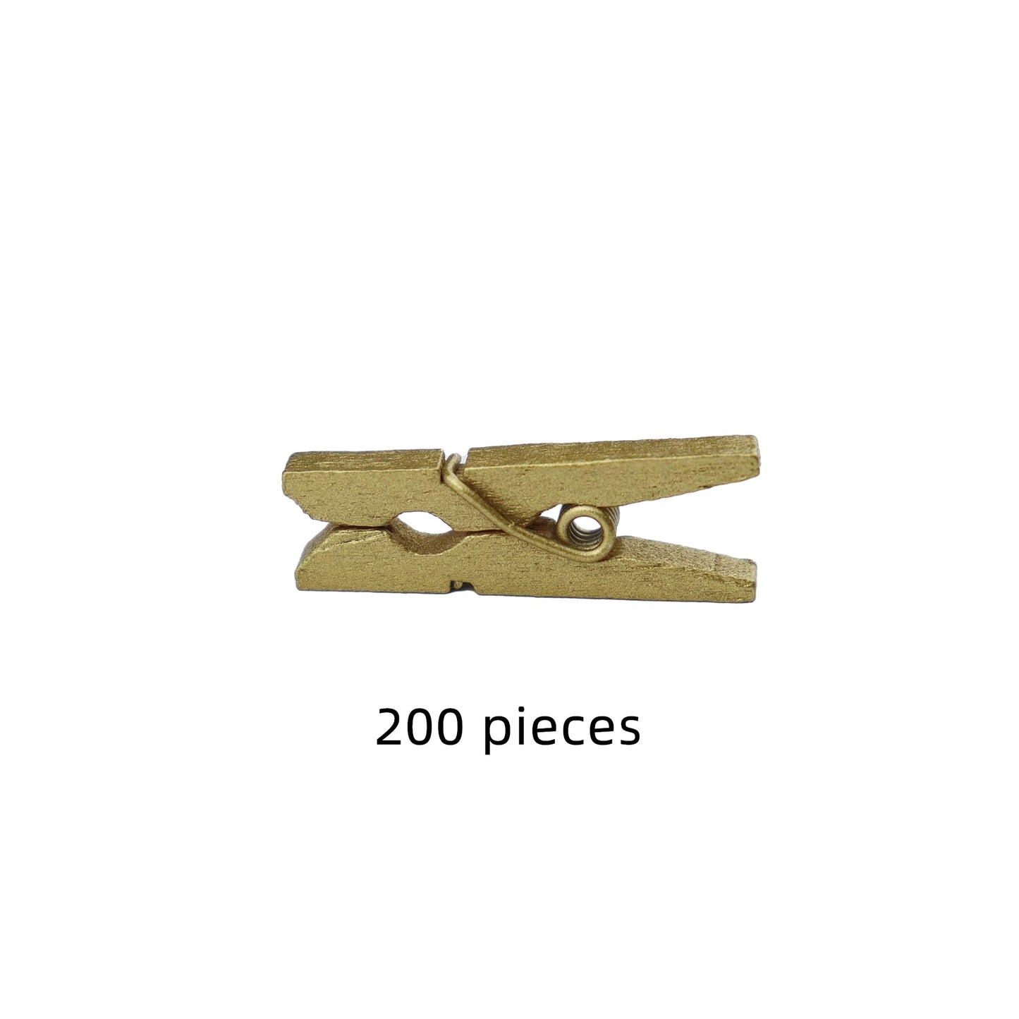 WOSHIGOU 200 PCS 1 Inch Wooden Gold Clothespins, Mini Clothes Pins for Hanging Photos, Natural Texture - Strong Springs for DIY Project and Crafts Display (Cute, Tiny Size 2.5cm)