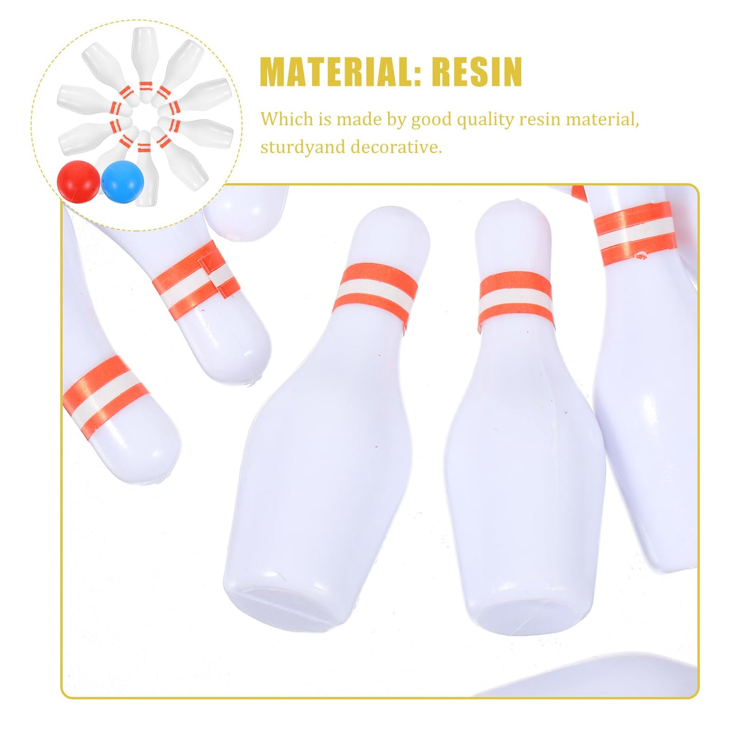 Toyvian Miniature Bowling Model Set with Durable Mini Bowling Pins and Ball for Dollhouse Accessories and Kids Play Realistic Mini House Decoration
