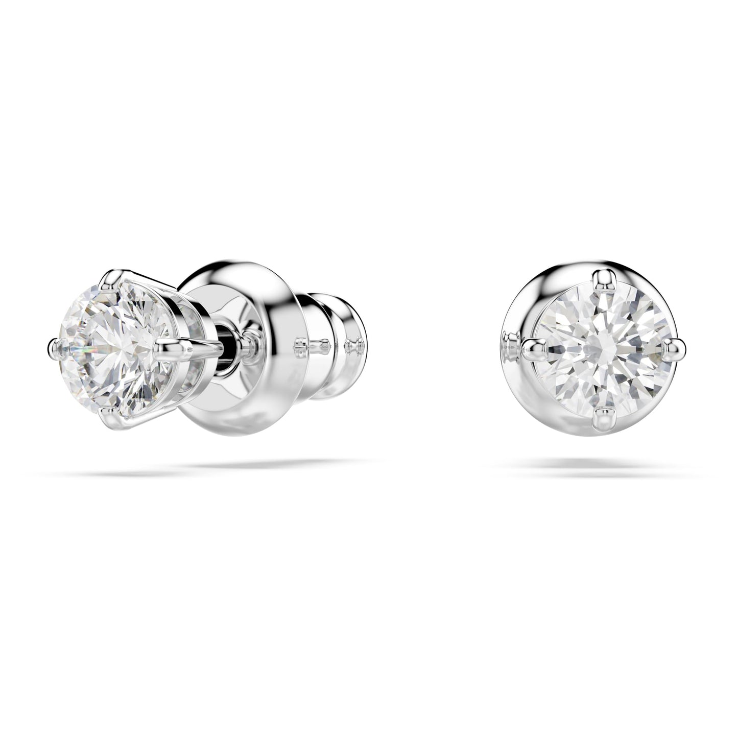 SWAROVSKI Attract Pierced Stud Earrings, Round-Cut Clear Crystals on Rhodium Finish Setting, Part of the Swarovski Attract Collection