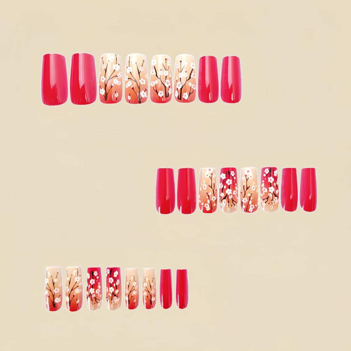 FIEONCIY Press on Nails Square Medium Length Glossy Full Cover Acrylic Square Shaped False Nails with Designs Artificial Short Coffin Fake Nails with Charms Glue ons Fingernails for Women(Y518)