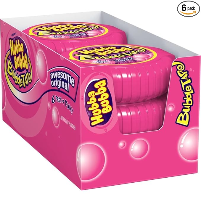 HUBBA BUBBA Bubble Gum Tape - Original Chewing Gum Bulk Pack, 2 oz, Pack of 6 Candy Bulk