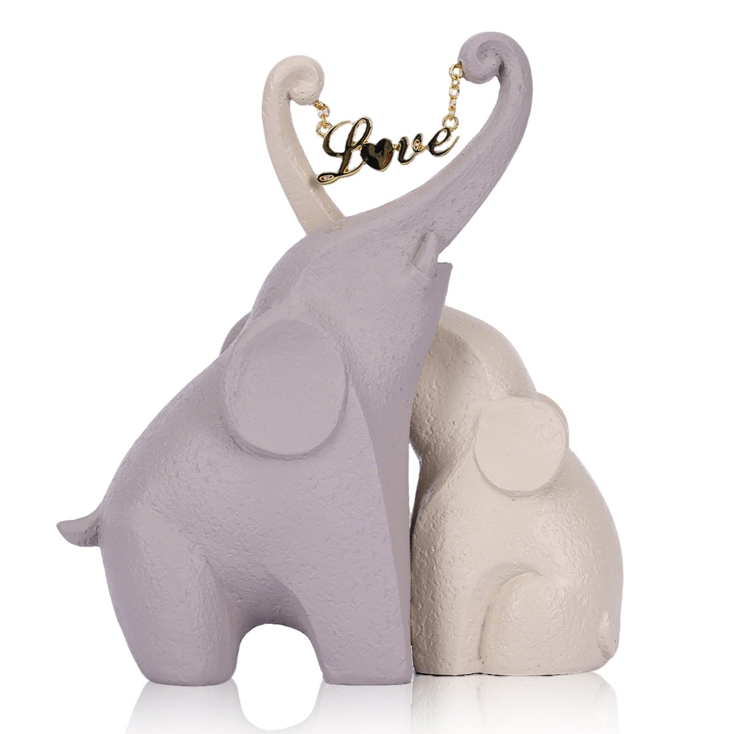 DOVDOV Gray Couple Elephant Statue, Modern Art Love Elephant Decor, Heart-Shaped Elephant Sculpture Suitable for Living Room, Bedroom, Office, Bookshelf, and Tabletop Decoration.(D)