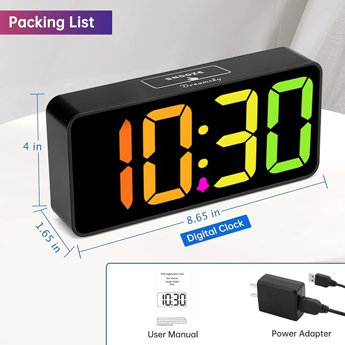 DreamSky Large Digital Alarm Clock Big Number for Seniors/Visually Impaired
