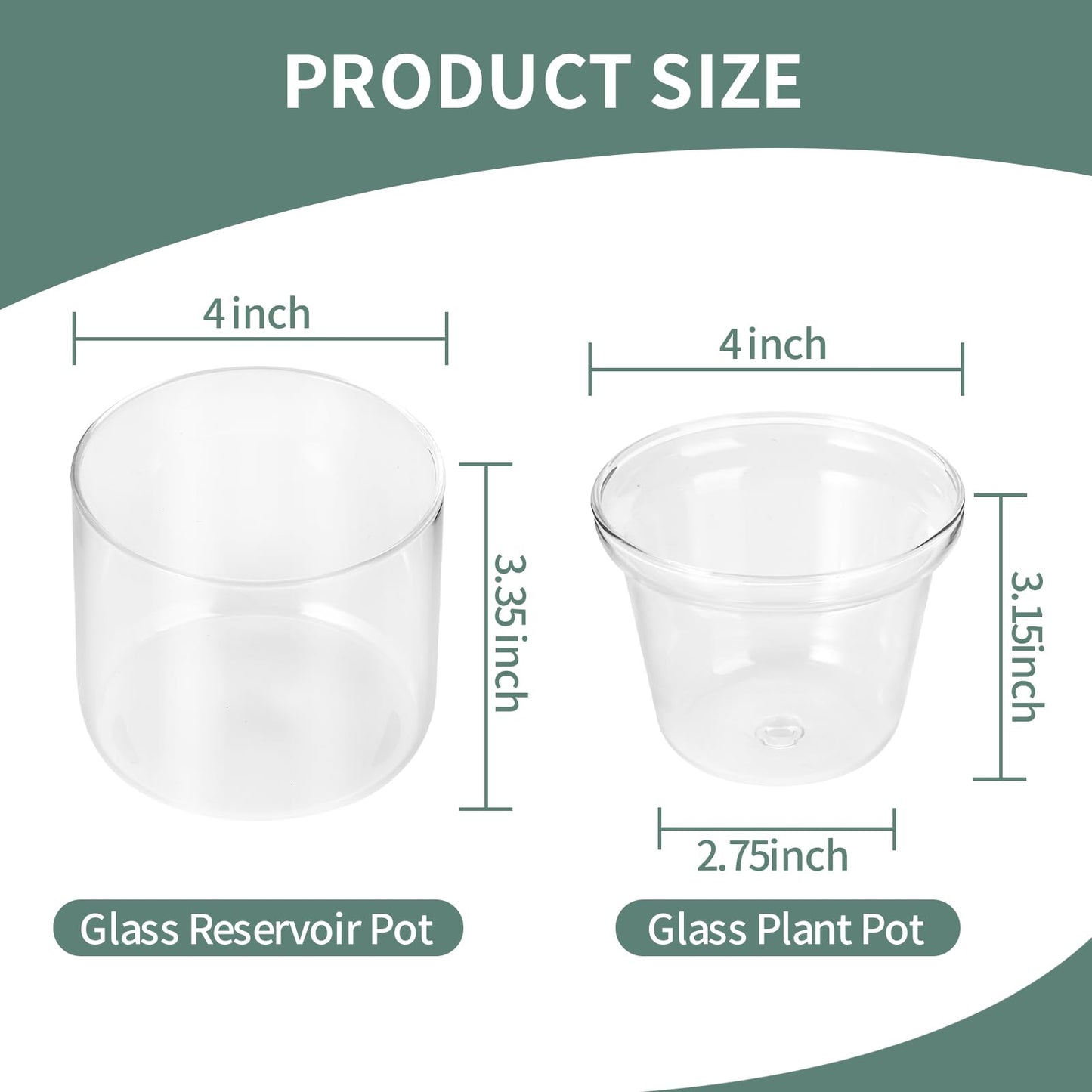 LAZUSAM 4 Inch Self Watering Pot,African Violet Pot,Bottom Watering Glass Planter for Indoor Plants and Progagation