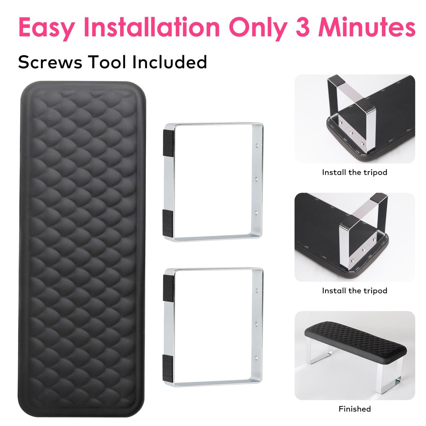 Arm Rest for Nails Tech, BORNBYME Update PU Leather Fish Pattern Hand Nail Foot Stand Rest for Manicure & Pedicure,Black
