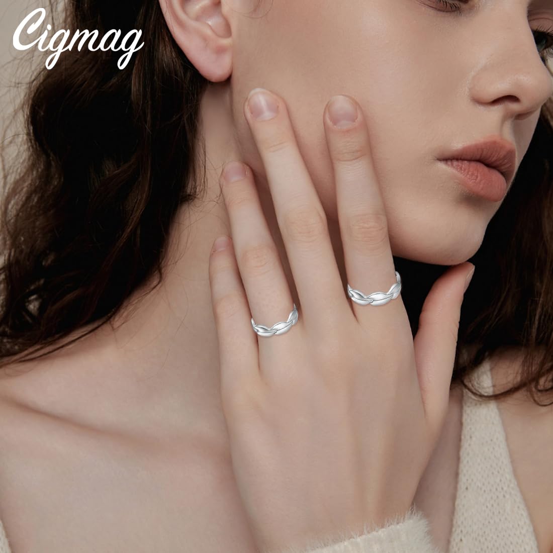 Cigmag 2PCS Copper Rings for Women Adjustable Solid Pure Copper Ring with Present Box