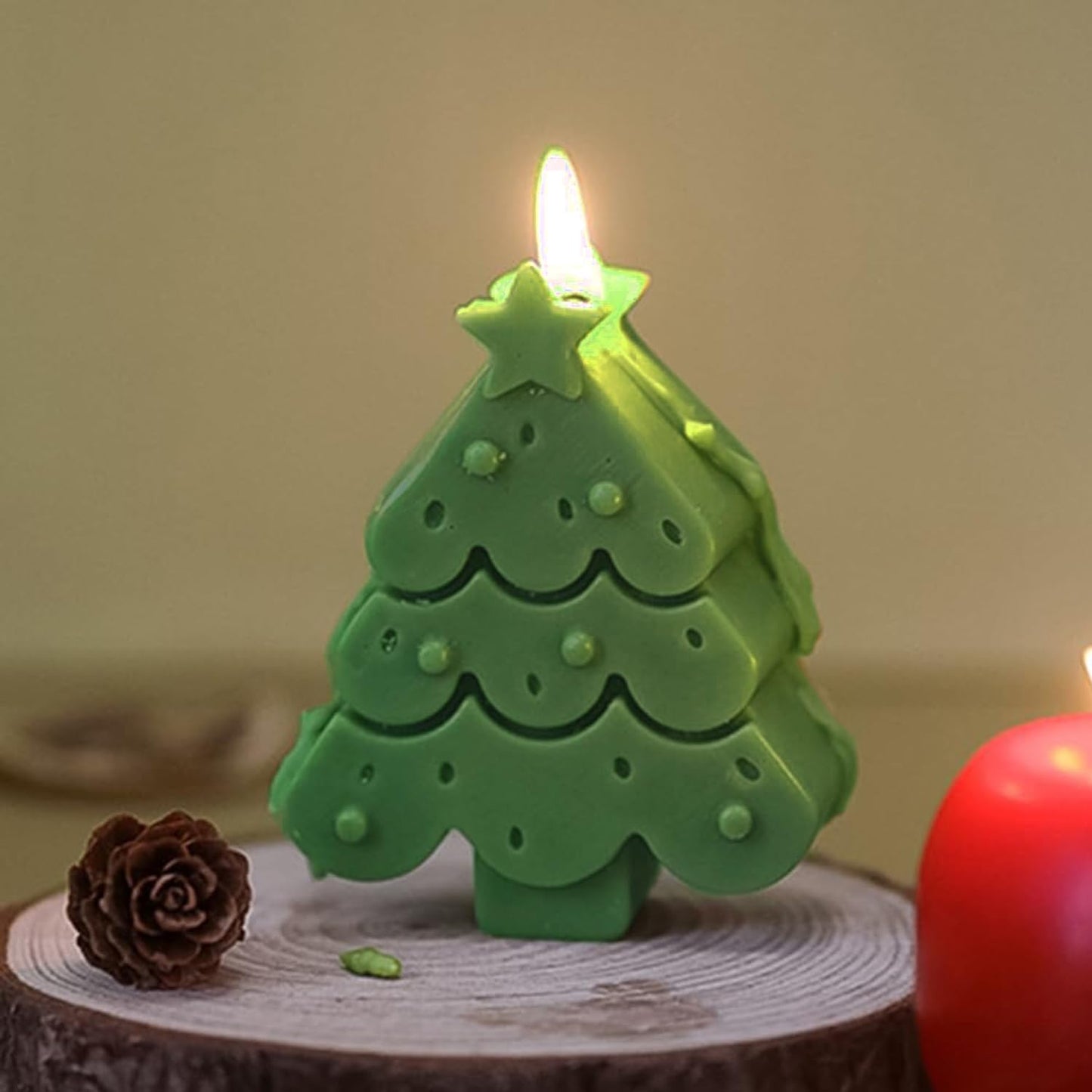 Christmas Tree Aromatherapy Candles, Home Decor Candle, Scented Candle Party Christmas Home Decoration Gifts Room Decor 1 Box (Olive Green 01)