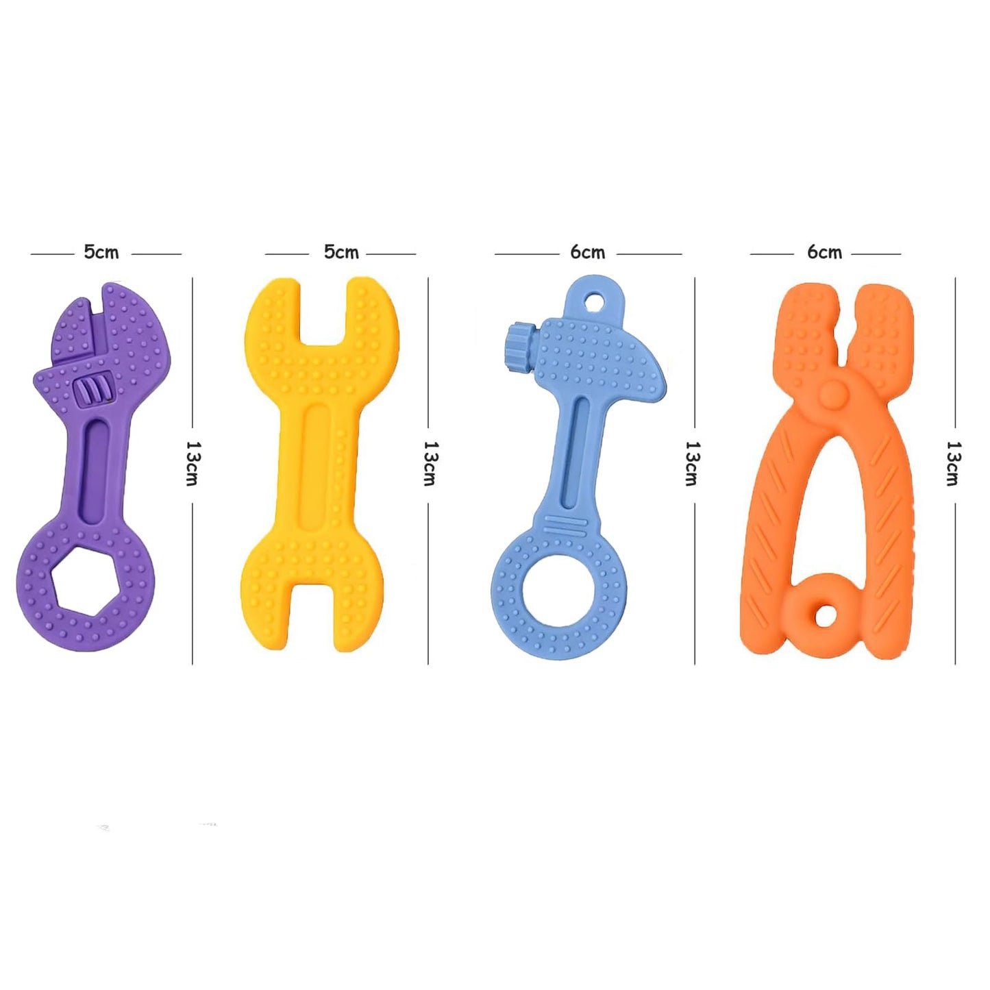 Haili Baby Teething Toys, Baby Teethers for 3-6months, Freezer BPA Free Silicone Teethers for Babies, Hammer Wrench Spanner Pliers Shape Teether Baby Chew Toys