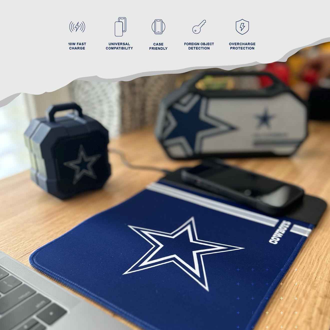 SOAR NFL Wireless Charging Mouse Pad, Detroit Lions