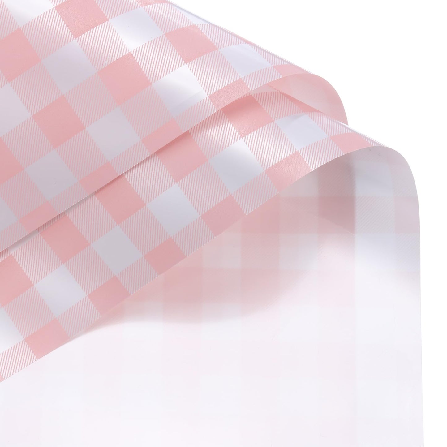 MECCANIXITY Flower Wrapping Paper Waterproof Floral Wrap Plaid Cream Pink Gift Packaging 22.8 x 22.8 Inch Used for DIY Crafts Bouquet Packaging 20 Pcs