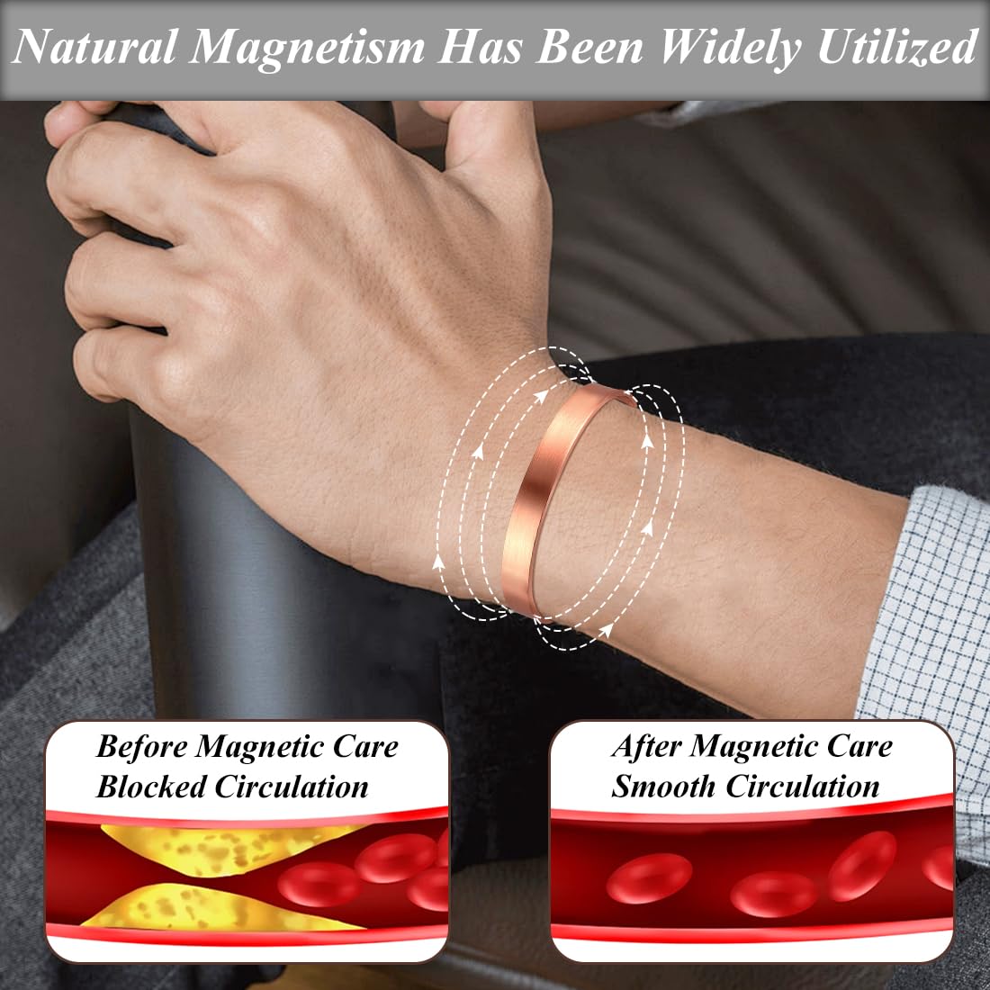 Vicmag Copper Bracelet for Women Men Magnetic Bracelet with Ultra Strength Magnets 100% Solid Pure Copper Gift (Feather)