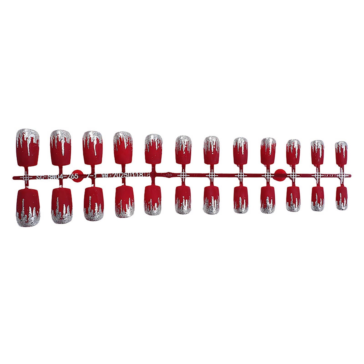 Rilafuvu Wine Red Press on Nails Medium Square Fake Nails Red Full Cover Acrylic False Nails with Design Glue on Nail Glitter Silver Nails Press ons Artificial Stick on Nail for Women 24Pcs