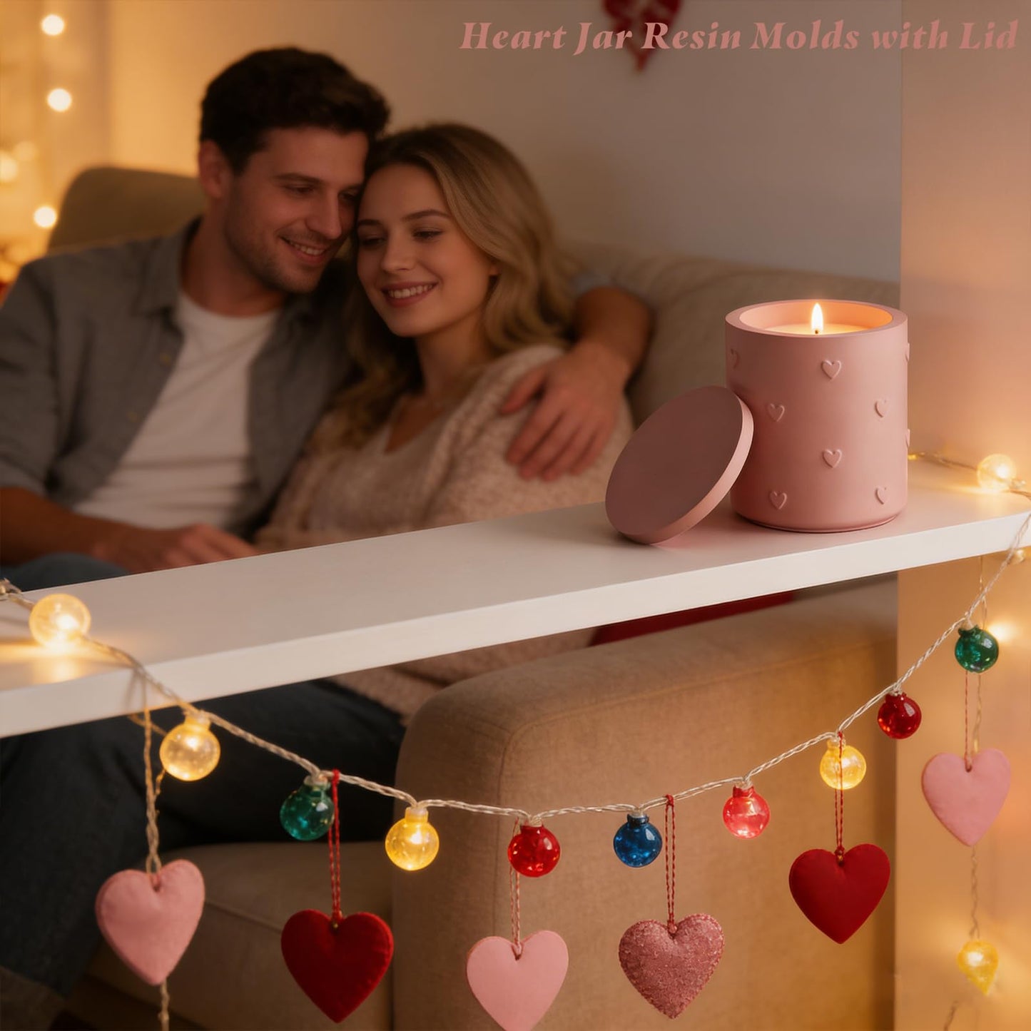Heart Jar Resin Molds with Lid,Heart Shaped Cylindrical Mold Storage Box Silicone Molds for Epoxy Resin Casting DIY Valentine's Day Crafts