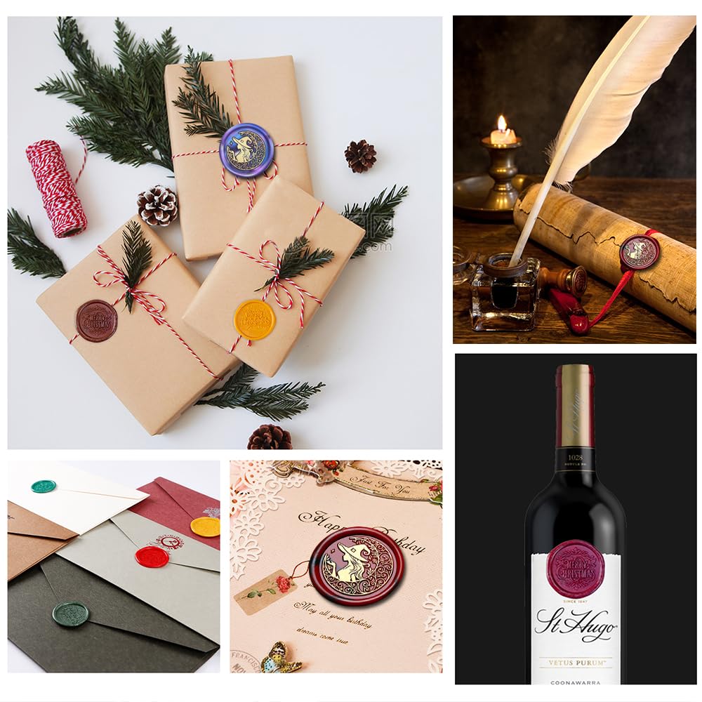 Wax Seal Kit for Witch Girl,Magic Girl Witch Sealing Wax Stamp for Halloween Christmas Invitations Letter Envelope Cards Crafts Gift Package Decoration