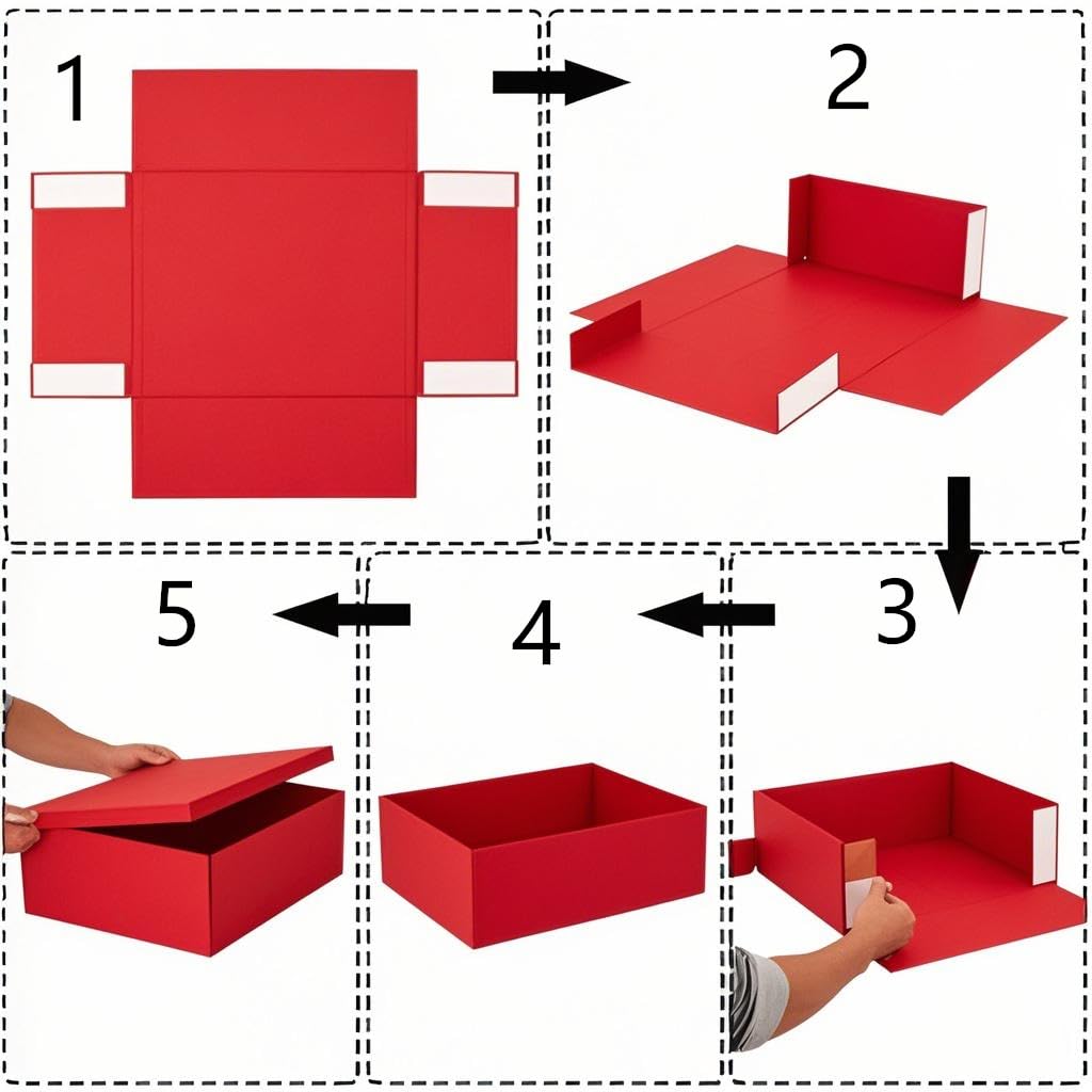 UoeRing 1Pcs Red Extra Large gift box with lids 16.5×13×8 Inches gift boxes for presents,Birthday Box (include Ribbon, Paper Shred Filler Gift Card & Envelopes)