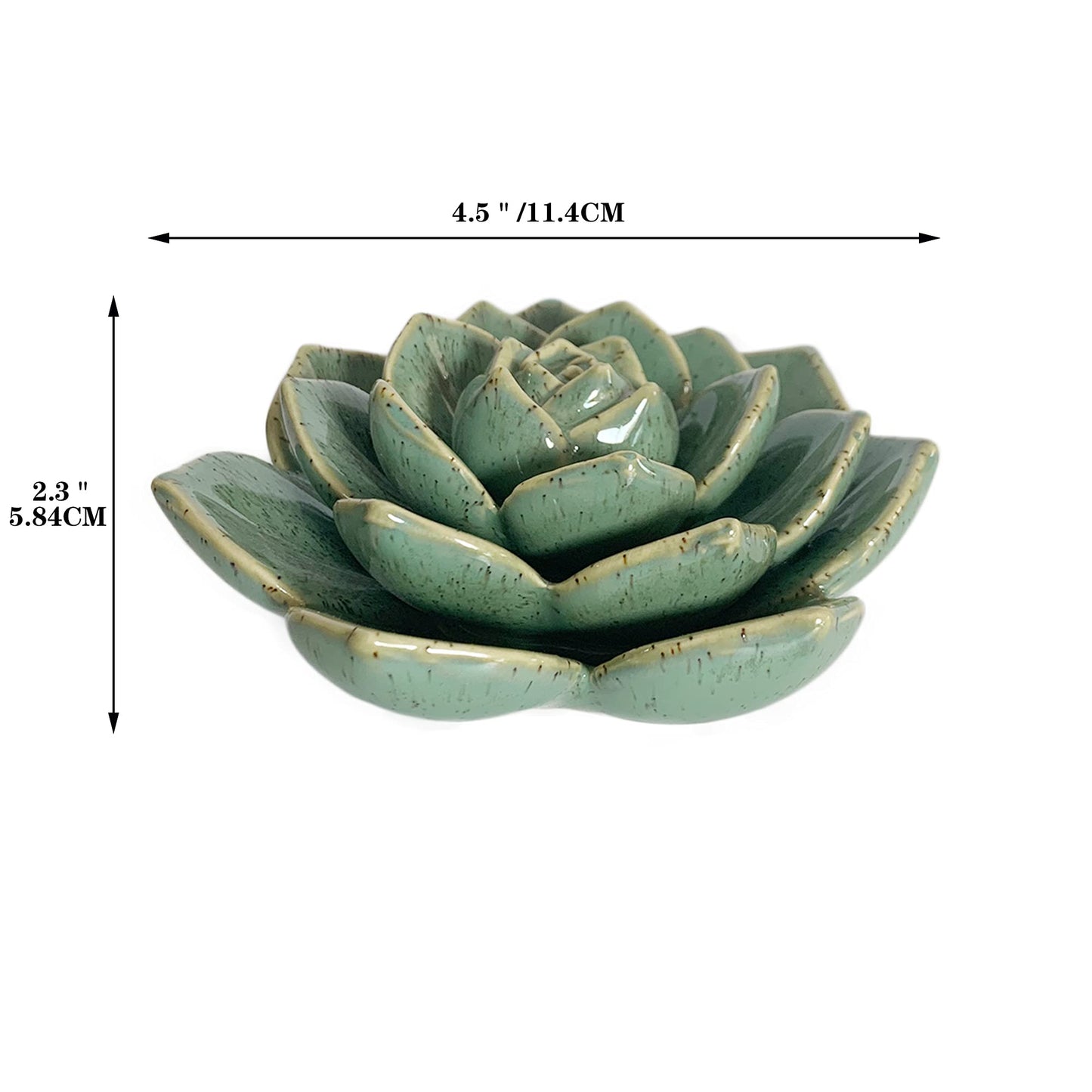 Hydrone Design Ceramic Succulent Flowers Table Top with Stable Base, 3D Handmade Tablescape Decorative (Green)